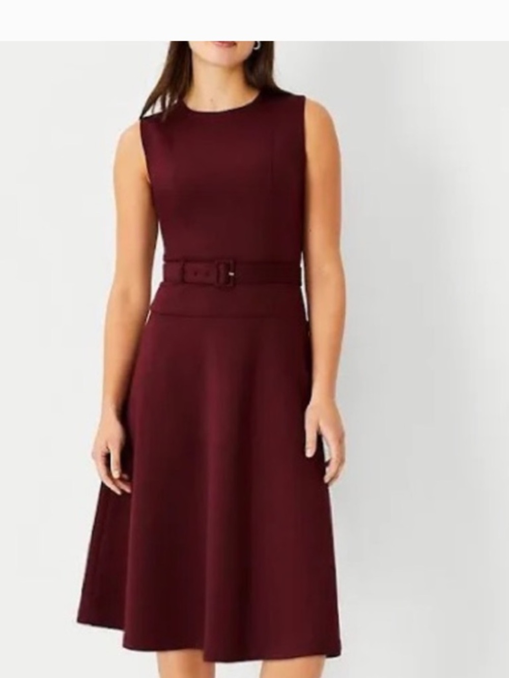 Ann Taylor Elegant Wine Midi Dress